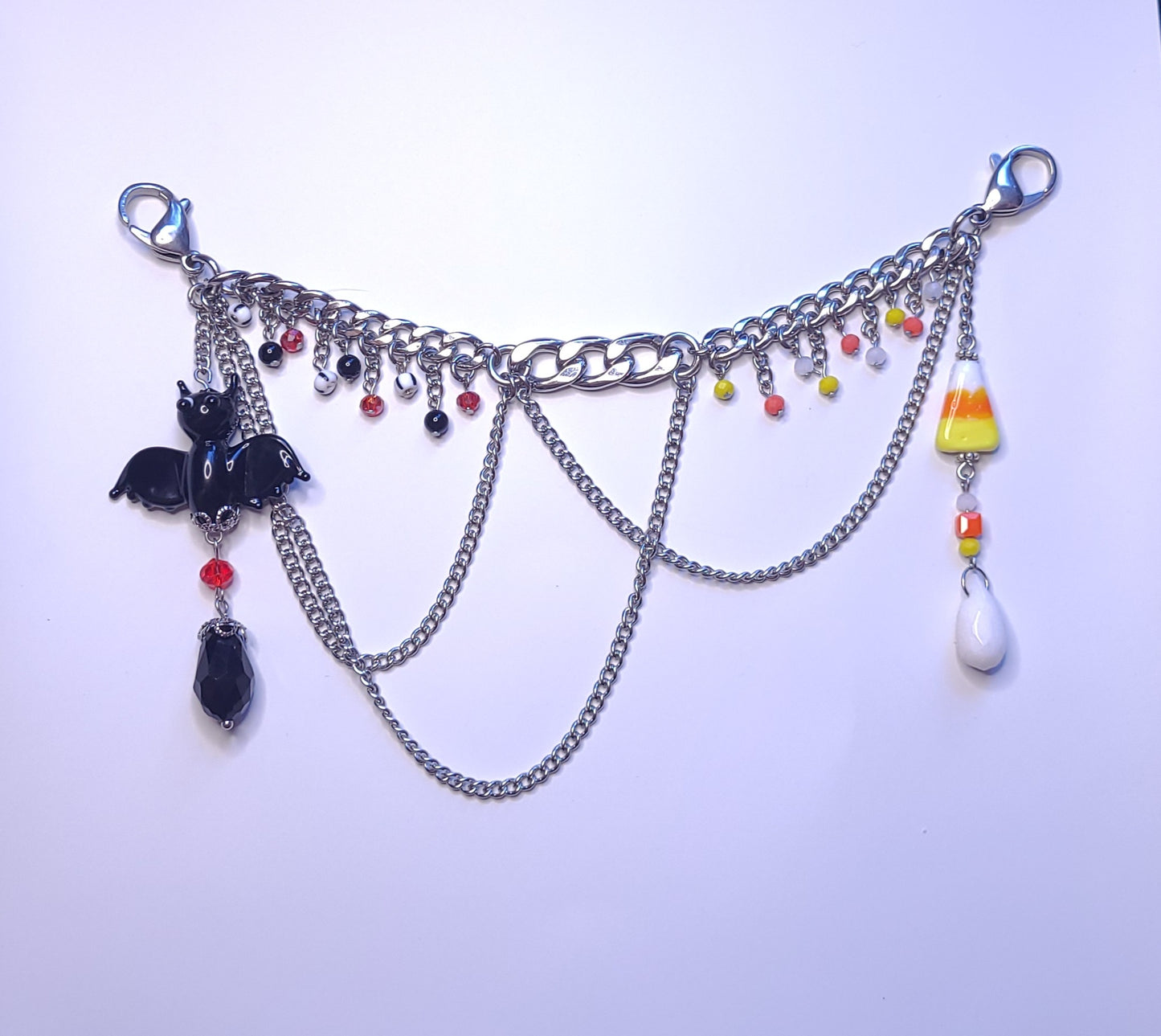 Trick-or-Treat Asymetrical Bat and Candy Corn Mask Chain