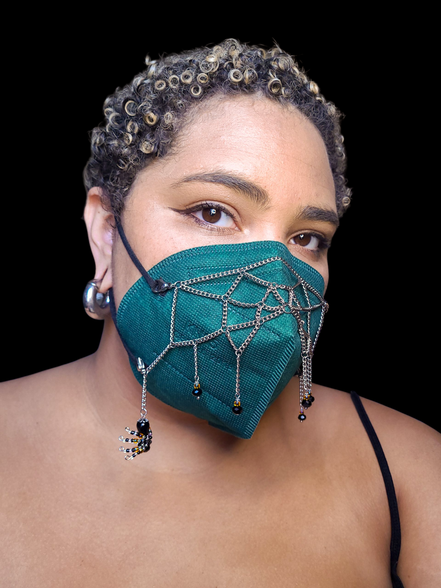 Spider Wed Mask chain with beaded spider