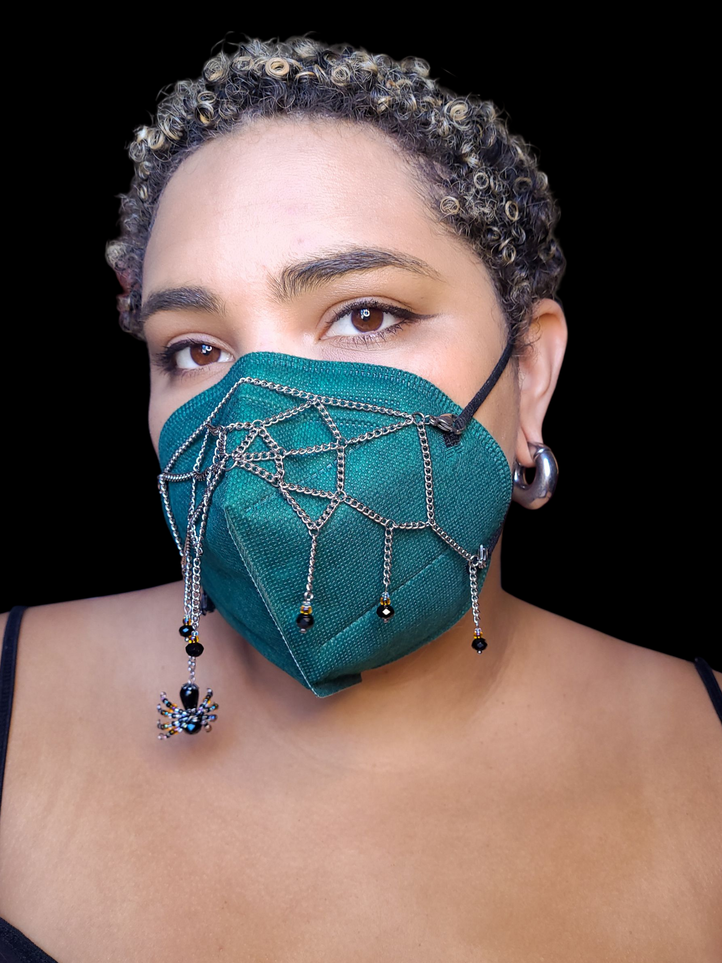 Spider Wed Mask chain with beaded spider