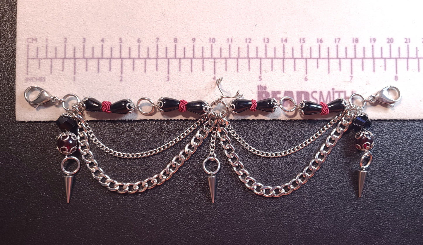 Red Black and Steel Gothic Mask Chain