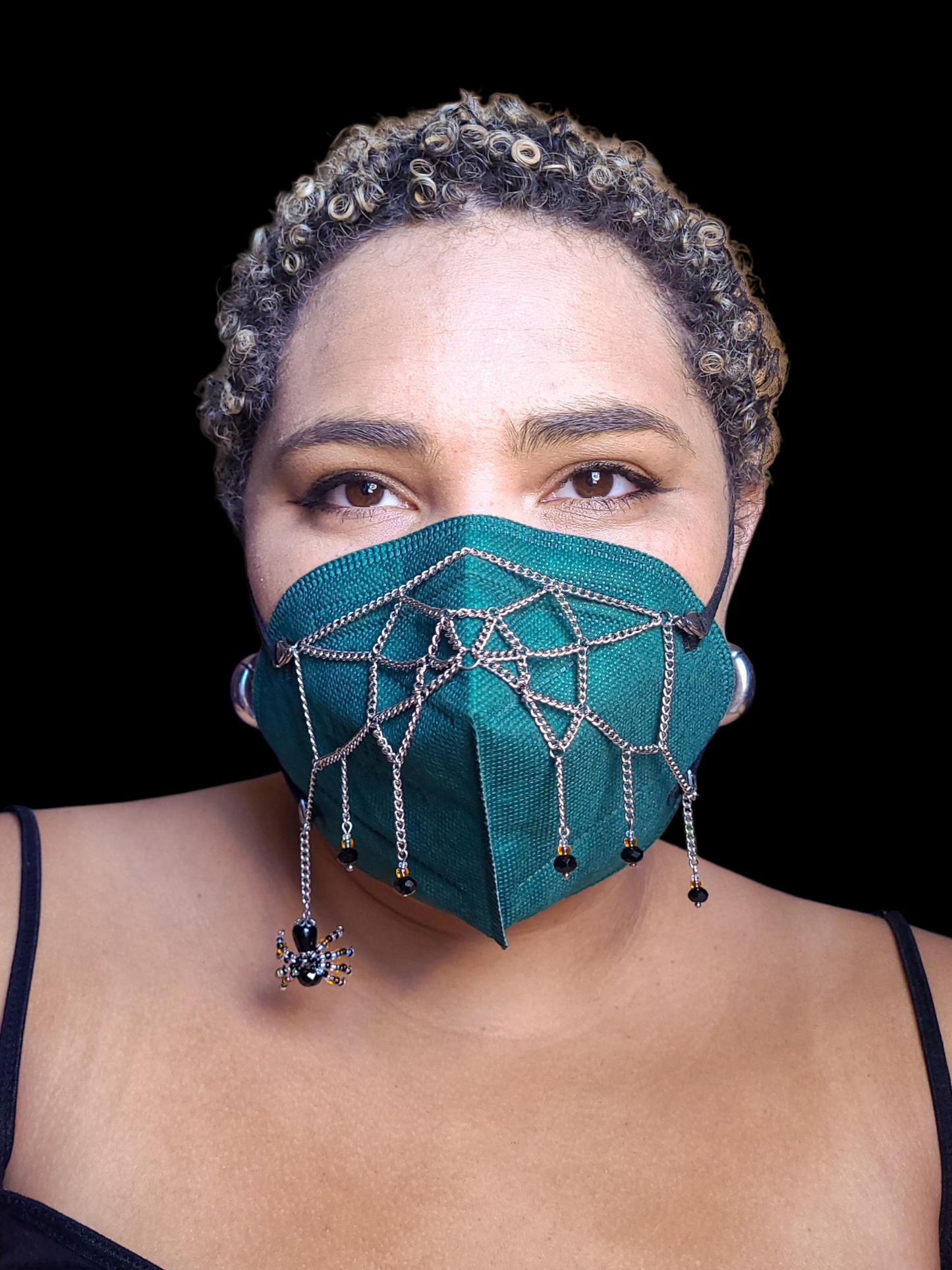 Spider Wed Mask chain with beaded spider