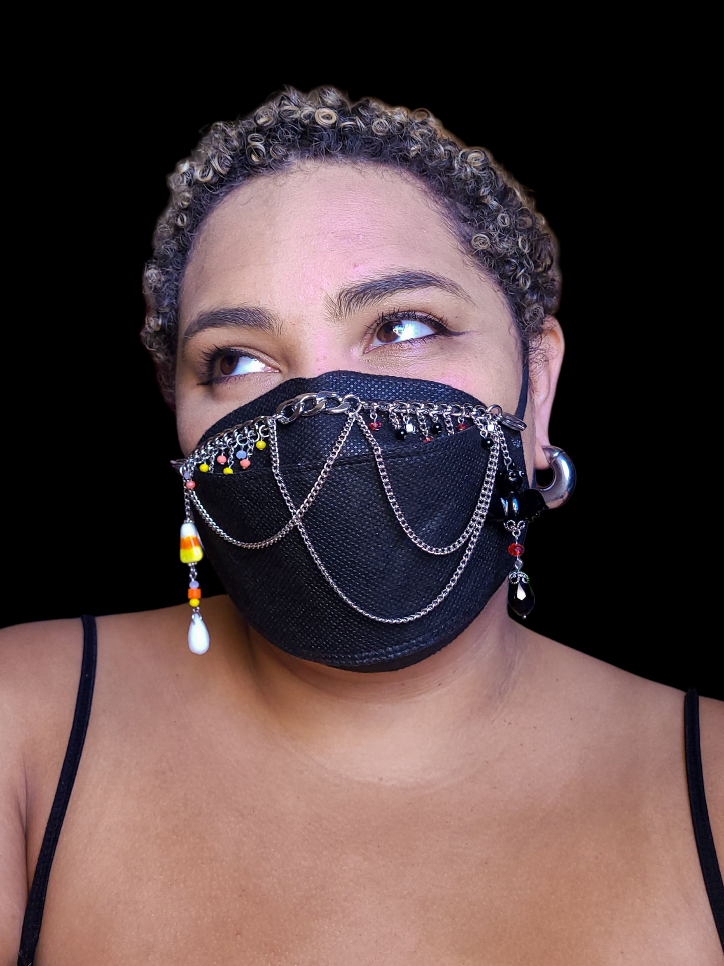 Trick-or-Treat Asymetrical Bat and Candy Corn Mask Chain