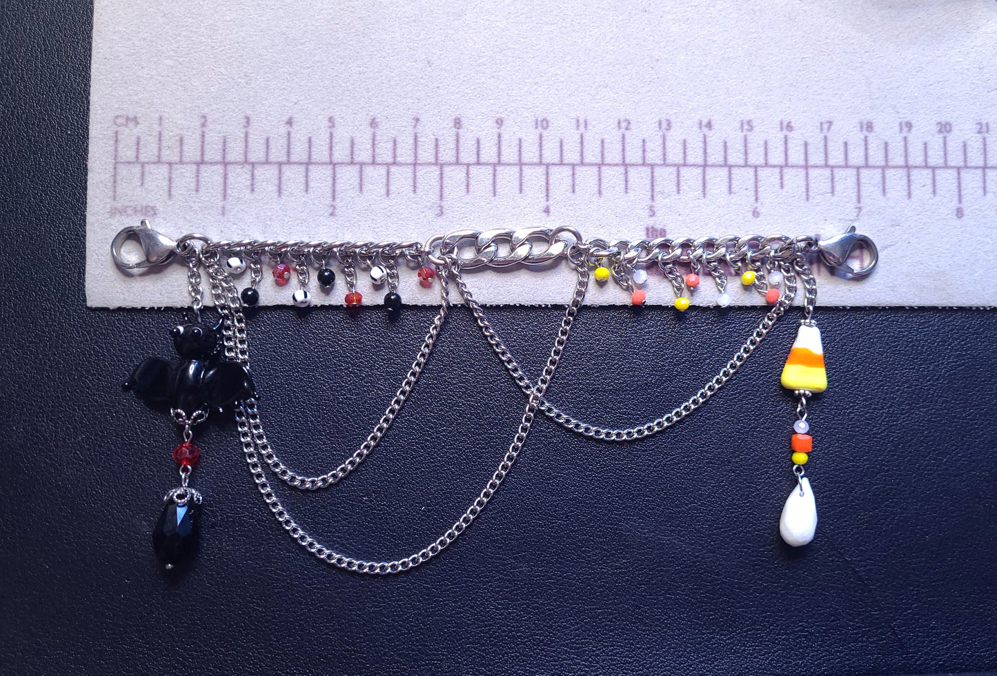 Trick-or-Treat Asymetrical Bat and Candy Corn Mask Chain