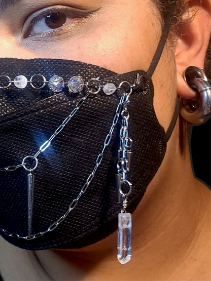 Glass Crystal Vampire teeth mask chain
