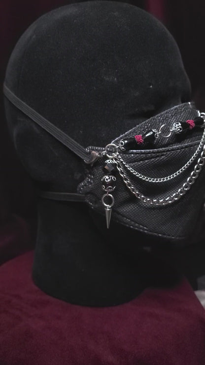 Red Black and Steel Gothic Mask Chain