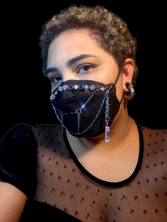 Glass Crystal Vampire teeth mask chain