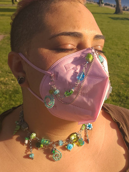 Green and Blue Swirl Mask Chain