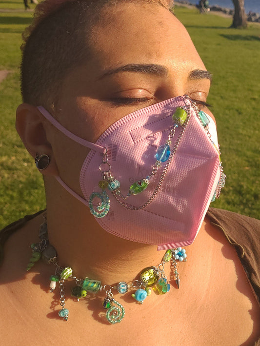 Green and Blue Swirl Mask Chain