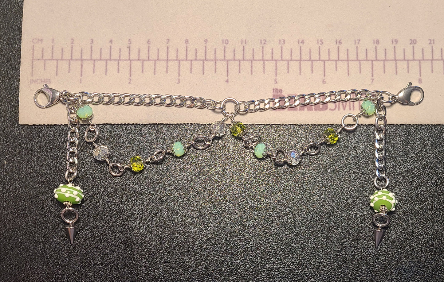 Green Lampwork Mask Chain