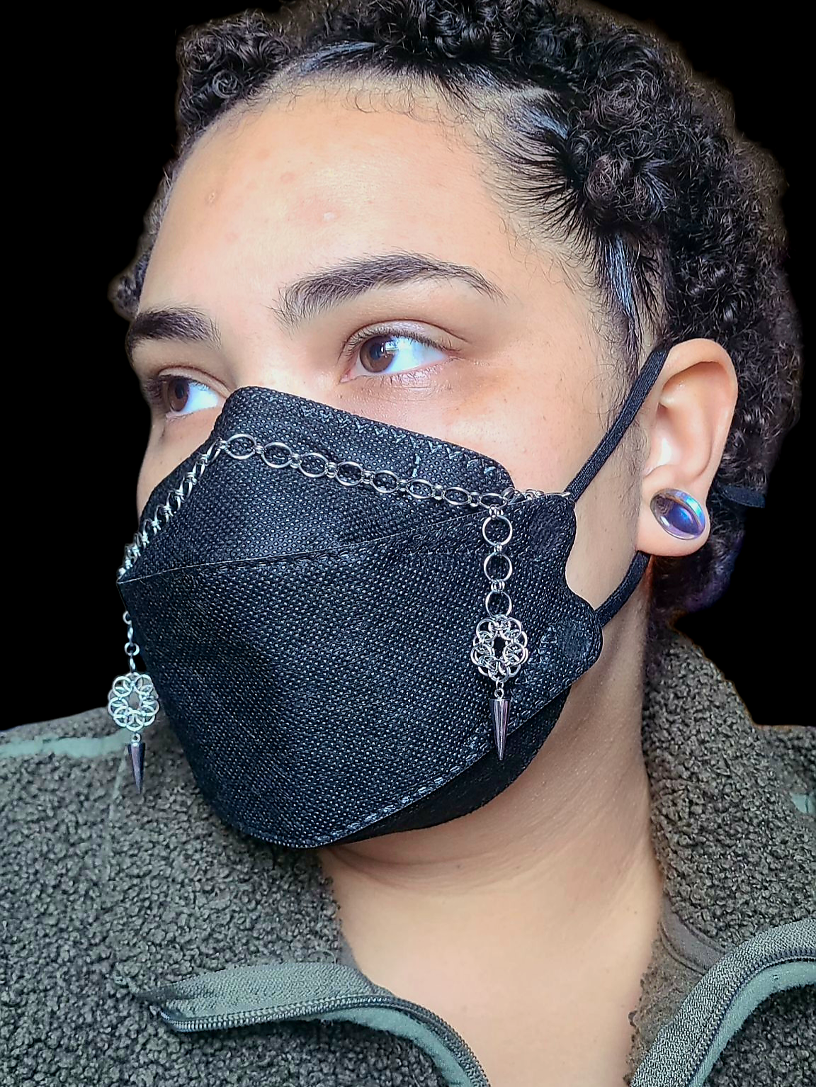 Adjustable Chainmaile Gothic Florets Pendant Mask Chain