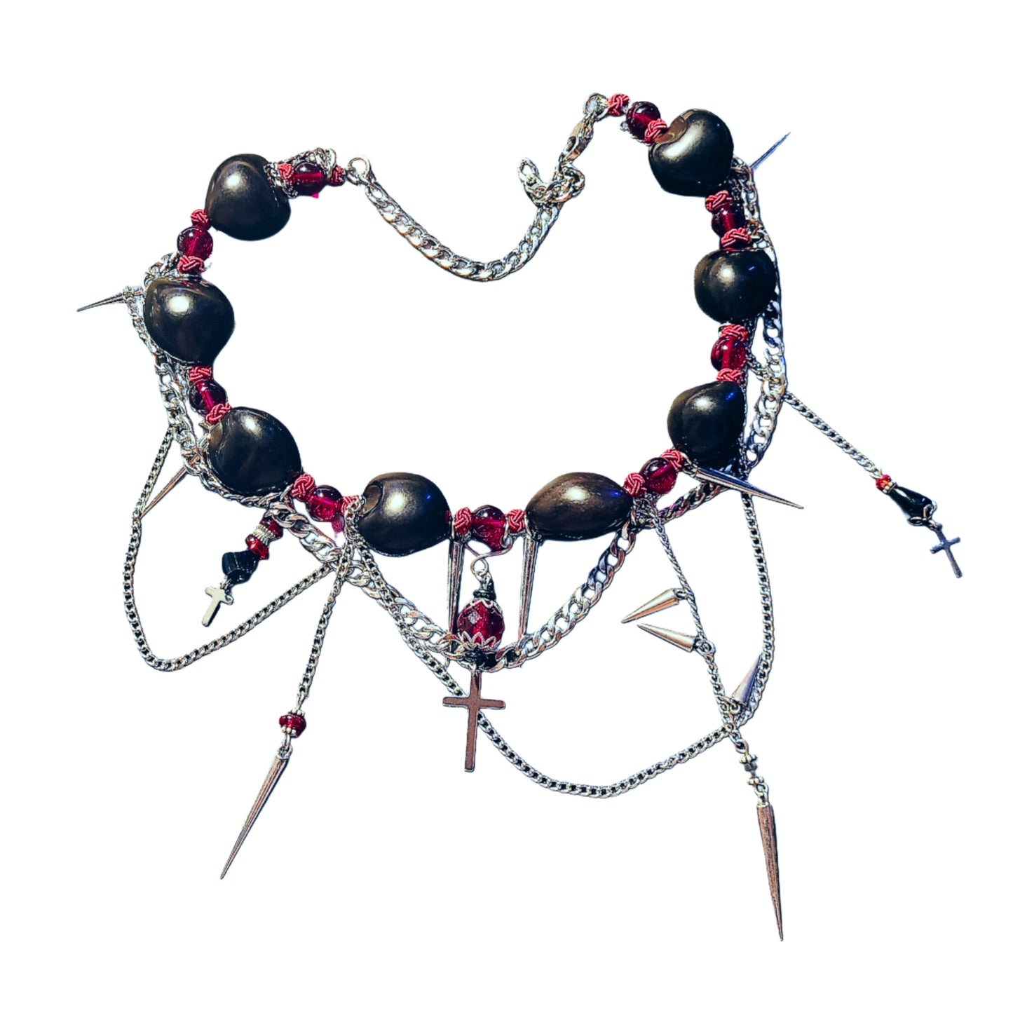 Collar llamativo gótico de cadena y nueces de Kukui