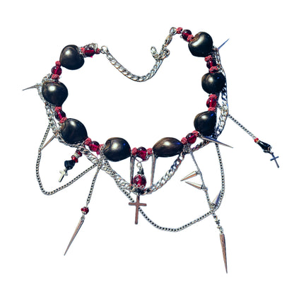 Collar llamativo gótico de cadena y nueces de Kukui