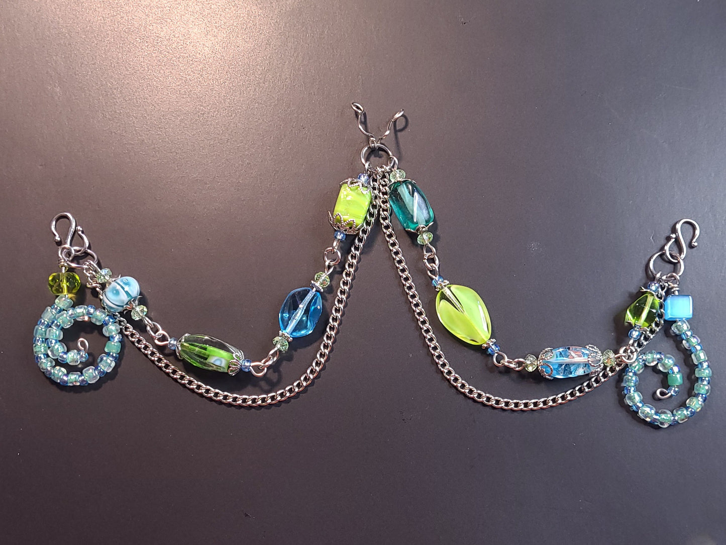 Green and Blue Swirl Mask Chain