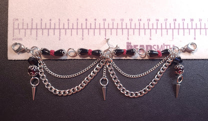 Red Black and Steel Gothic Mask Chain