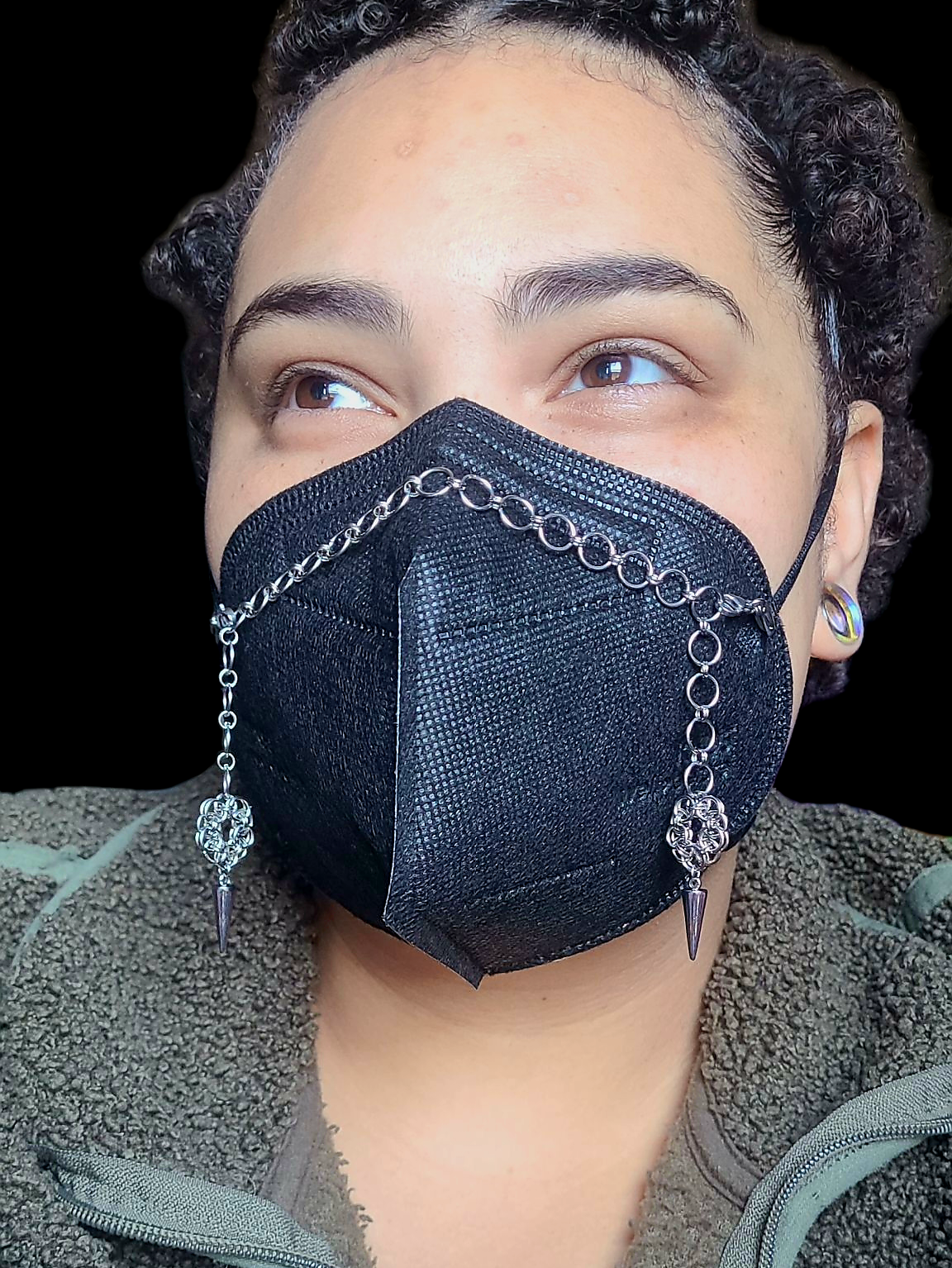 Adjustable Chainmaile Gothic Florets Pendant Mask Chain