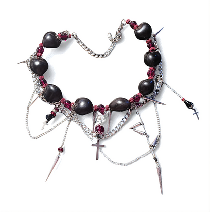 Gothic Chain & Kukui Nut Statement Necklace