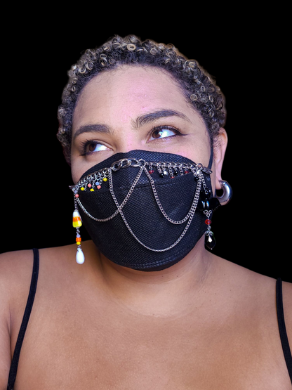 Trick-or-Treat Asymetrical Bat and Candy Corn Mask Chain