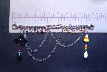 Trick-or-Treat Asymetrical Bat and Candy Corn Mask Chain