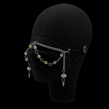 Gothic Green Lampwork Glass Bead Mask Chain